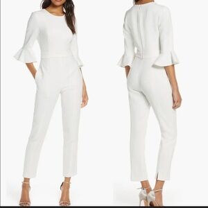 NWOT Black Halo Brooklyn Jumpsuit white bell sleeves sz 8
